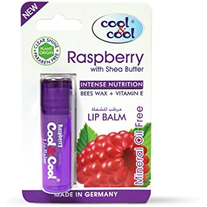 Cool & Cool RASPBERRY LIP BALM - INTENSE NUTRITION,BEES WAX,VITAMIN-E,SHEA BUTTER, MINERAL OIL FREE,MADE IN GERMANY - 4.6G - Image 1